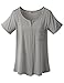 Doublju Womens Short Sleeve Slit V-Neckline T-Shirt With Pocket