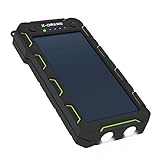 Solar Charger 15000mAh, X-DNENG Portable High Efficiency SunPower Solar Panel Power Bank External Backup Battery Pack with 2LED Light Dual USB Port for iPhone iPad Samsung Android Cellphones GoPro GPS