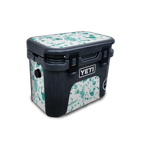 Glossy Glitter Skin Compatible with Yeti Roadie 15 Hard Cooler - Teal Splatter…