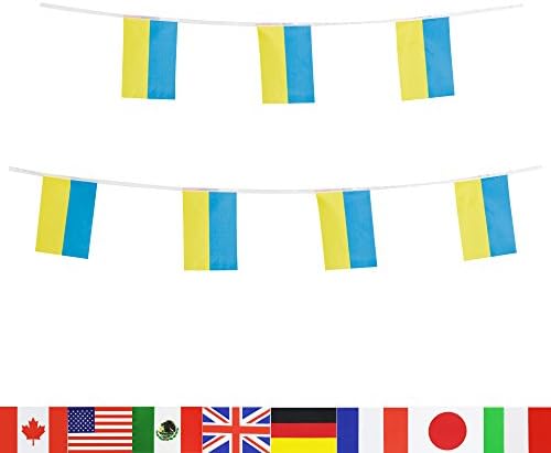 LoveVC Ukraine Flag Ukrainian Flag, 100 Feet National Country World String Flags Banners,International Party Decorations Supplies for Olympics,Sports Clubs