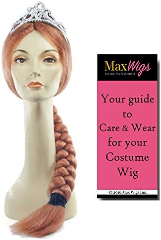 Bundle 2 items: Fiona Princess Wig Skrek Braided Auburn With Crown Ogre Schreklich 30" Long Lacey Costume Costume Wigs, MaxWigs Costume Wig Care Guide