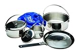 Texsport 6 piece Stainless Steel Copper Bottom Outdoor Camping Cookware Cook Set with Storage Bag