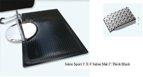Salon Sport 3' X 4' Rectangle 1" Thick Anti-fatigue Mat Black