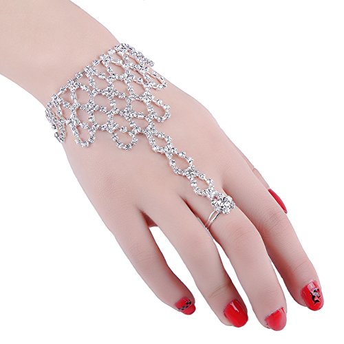 2 pcs fashion women girl rhinestone hand harness bracelet bangle …