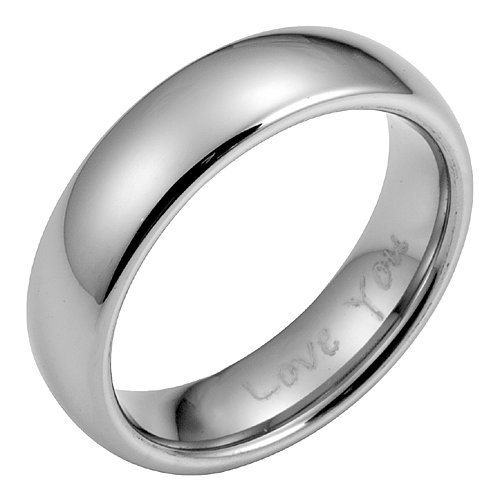 Willis Judd Mens Band Ring Engraved 'I Love You' Crafted in Pure Tungsten Packed in a Box