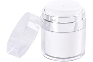 Qeuly 0.5 oz Cream Jar Vacuum Bottle, Airless Pump Jar Bottle Travel Containers for Lotions and Creams Leak Proof Empty Acrylic Refillable Cosmetic Jar Container with Pump