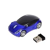 Mchoice 2.4GHz 1200DPI Car Shape Wireless Optical Mouse USB Scroll Mice for Tablet Laptop Computer (Blue)