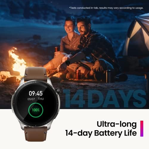 GTR 4, 46 mm, Montre Connectée Homme Alexa, AMOLED, SpO2, 150+ Modes Sportifs, GPS & Bi-Bande, Appel Bluetooth, Autonomie de 14 Jours, Smartwatch Version Française, Noir