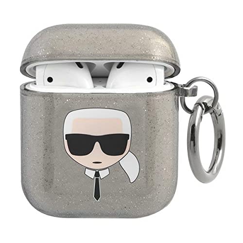 Karl Lagerfeld KLA2UKHGK Case for AirPods Black Glitter Karl's Head
