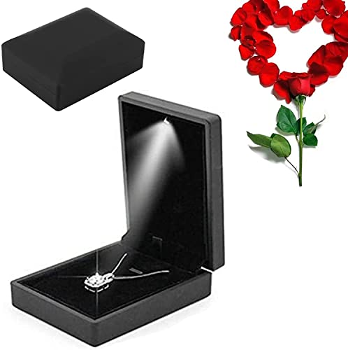 Salmue Jewellery Gift Box with LED Light, Necklace Bracelet Rings Pendant Storage Case for Wedding Proposal, Engagement, Valentine's Day, Favors, Birthdays, (Pendant)