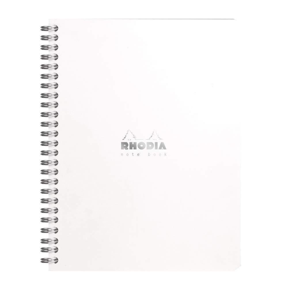 RHODIA 193441C - Spiral Notebook (Full Bound) White Notebook - A5+ - Dot Dot Lines - 160 Detachable Pages - White Clairefontaine Paper 80 g/m - Soft and Resistant Cover - Classic