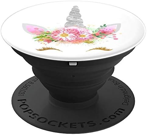 Unicorn Floral Flower Eyelashes Rose Gold Silver Girls Women - PopSockets Grip and Stand for Phones and Tablets