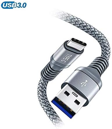 LoveSelfy USB C Cable 1M, Fast Charging Type C Lead, Nylon Braided Data Sync Cord Compatible with Samsung Galaxy S20/ S10/ S9 Plus, Note 10/9/ 8, OnePlus 8 Pro/ 7T, Google Pixel – Grey