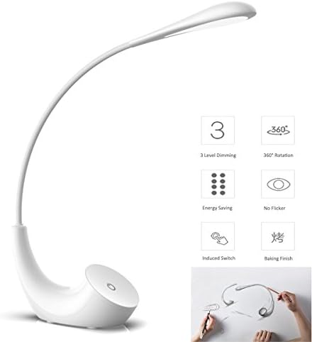 Led Desk Lamp JUJIAMEI 3 Levels Dimmable Eye care Reading Lamp Folding Touch Control Table Lamp Office Light Night Light Touch Control with USB Charging Port 5V/1A 5W White