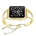 WONMILLE Bracelet for Apple Watch Band 38mm, Classy Stainless Steel Jewelry Bangle for iWatch Bands Strap Wristbands Unique Fancy Style for Women Girls with Pendant and Tassel (Gold Colored-38mm)