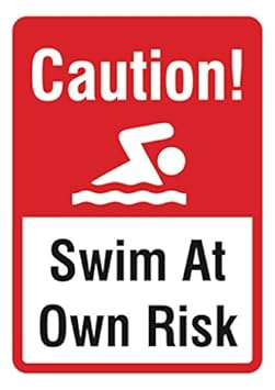 Amazon.com: Swim at Own Risk Sign - Swimming Pool Warning Water Signs ...