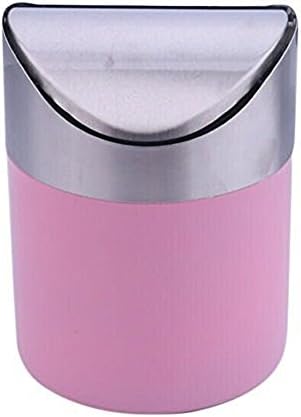 Decity Stainless Steel Desk Trash Bin Countertop Waste Can 1.5 L / 0.40 Gal (Pink)