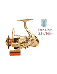 Carrete de pesca FAIGAFAIVA, carretes giratorios de peso ultra ligero, 12 BB y carrete de metal, carrete de pesca potente extra suave para pesca de agua dulce y salada, línea de pesca adicional