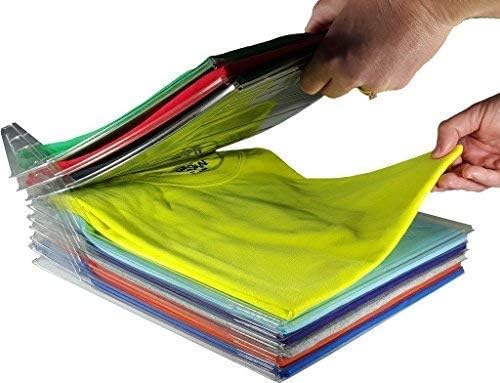 ®Kshavi T-Shirt Organizer Holders Plastic Transparent 10 Layers Garment Clothes Storage Rack.