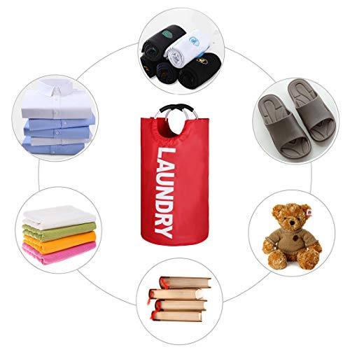 EPICORD 82L Large Laundry Basket (6 Colors), Collapsible Fabric Laundry Hamper, Foldable Clothes Bag, Folding Washing Bin (Red) - Thumbnail 4