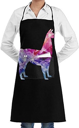 Llama Low Poly Geometric Adjustable Bib Apron Waterdrop Resistant With 2 Pockets Cooking Kitchen Aprons For Women Men Chef