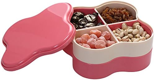 FaSoLa Melamine Multi 8 Sectional Snack Serving Tray Set with Lid Can Hold Dried Fruits, Nuts, Candies, and More (Double Red)