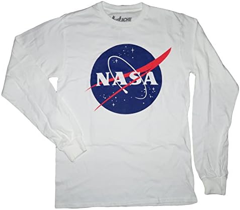 NASA Logo Designs Adult's Size Fashion Shirts (Medium, NASA Long Sleeve (White))