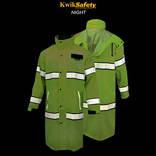 KwikSafety TORRENT High Visibility Class 3 Safety Trench Coat Waterproof Windproof Safety
