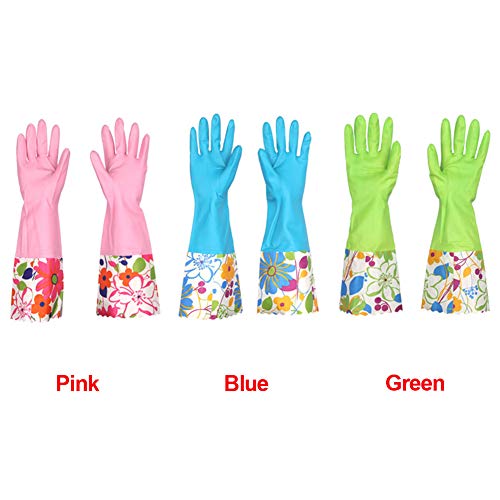 1 Pair Long Sleeve Dish Washing Rubber Cleaning Gloves Multipurpose Household(Green)
