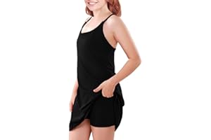 Aurgelmir Girls' Tennis Dress with Built-in Romper Kids Cute Golf Active Dresses with Pockets for Girls