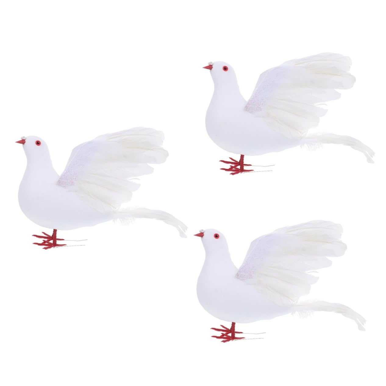 ABOOFAN 3Pcs Artificial Birds Artificial Foam White Birds Fake Doves Pigeon Bird Figurines for DIY Craft Christmas Tree Ornaments Home Garden Wedding Decor