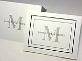 50 Personalized Note Cards with Envelopes. Add an Initial and Full Name. Choose with Border or Without Border. Cards Fold. Blank Inside