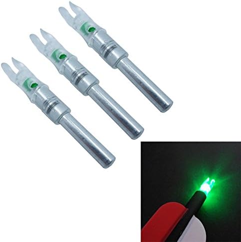 Jreameast 3pcs High-visibility 5.3mm 0.209" Green X Size LED Lighted Nocks Bowstring Activated On-off Switch