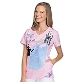 Tooniforms By Cherokee Women's V-Neck Cinderella Print Scrub Top