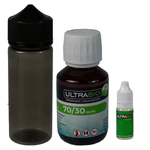 Ultrabio Himbeer-Brombeer Aroma 10ml und 100ml Ultrabio Base 70/30 zum selber mischen von E-Liquid Liquid-Base für E-Zigarette und E-Shisha 110ml 0mg nikotinfrei