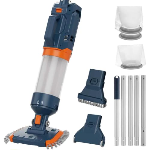 AQUAFYSH Cordless Pool Vacuum-True Powerful Suction 18.9GPM, 96inch, 1H Runtime, 25µm Fluff Ultra Fine Filter,Handheld Rechargeable Hot Tub Cleaner with Poles for Above Ground&Inground Pool