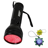 HQRP 51 LEDs Red Light LED Black Flashlight with a Large Coverage Area for Astronomy / Aviation / Night Vision plus HQRP UV Meter