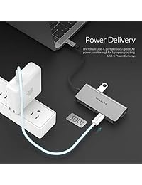 LENTION USB C Hub with 4K HDMI, Gigabit Ethernet, USB 3.0, Charging Adapter Compatible MacBook Pro (Thunderbolt 3 Port), New Mac Air 2018 2019, Surface Book 2 Go, Chromebook, More (Space Gray)