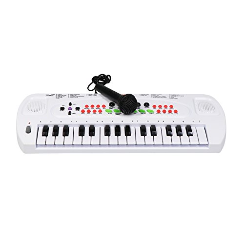 aPerfectLife Piano Kids, 32 Keys Multifunction Electronic Kids Piano Keyboard Musical Instrument Kids Microphone (White)