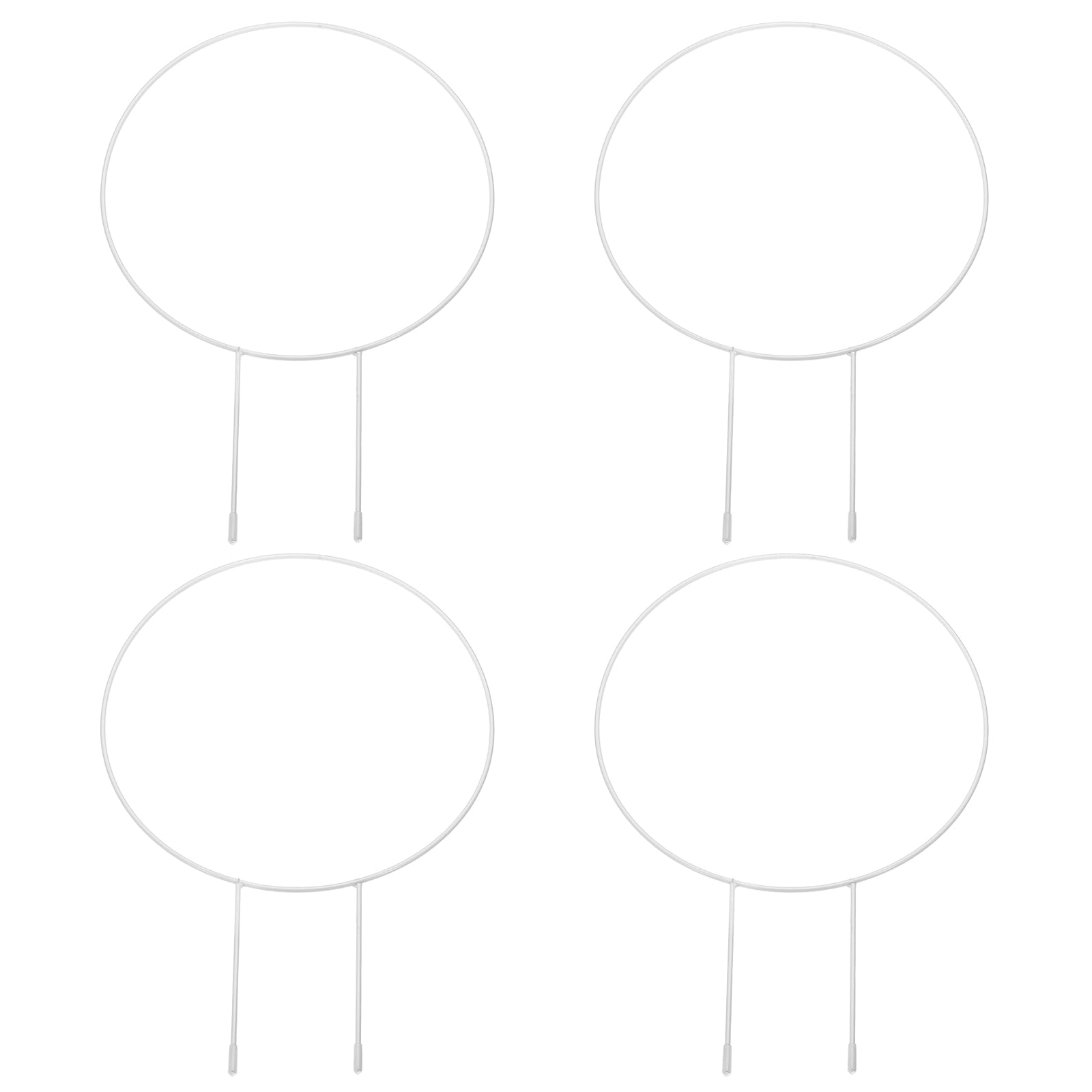 PATIKIL 13.4 x 9.1Inch Circle Metal Plant Trellis, 4 Pcs Plants Climbing Holder Rack Vine Stem Support Wire Closed for Indoor Potted Climbing Plants, White