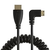 Mini HDMI to HDMI Coiled Cable, CableCreation 5 Feet Coiled 90 Degree Right Angle Mini-HDMI Male to HDMI Male Converter Cable, Support 1080P Full HD, 3D, 1.6M, Black