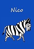 Image de personalisiertes Malbuch / Notizbuch / Tagebuch - Nico: Zebra - A4 - blanko (German Edition)