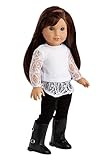 - Just Fun - 3 Piece Outfit - White Blouse, Black Leggings and Black Boots - Clothes Fits 18 Inch American Girl Doll (Doll Not Included)