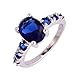 Psiroy Women's 925 Sterling Silver 2ct Sapphire Filled Ring