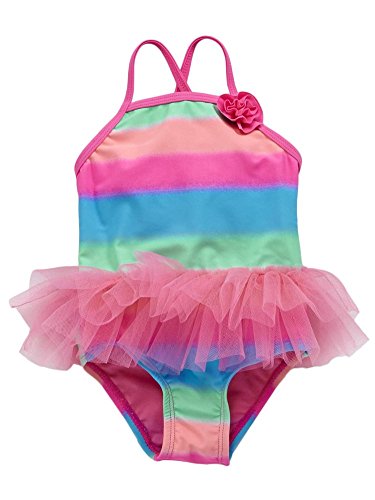 Infant & Toddler Girls 1 Piece Ruffle Rainbow Stripe Tutu Swimming Suit Swim 18m