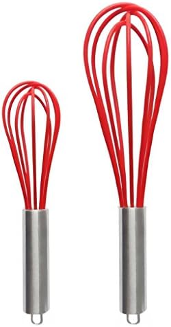 KUCHANG Silicone Whisk, Balloon Whisk Set, Wire Whisk, Egg Frother, Milk and Egg Beater Blender - Kitchen Utensils for Blending, Whisking, Beating, Stirring, Set of 2