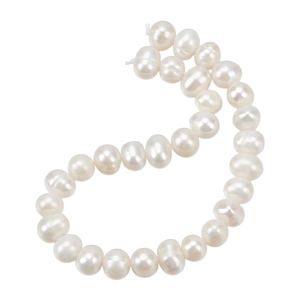 NBEADS 1 Strands about 31 Pcs Natural Freshwater Pearl Beads, 5.5~6mm Round White Culd Freshwater Pearl Loose Spacer Beads for Necklace Bracelet Jewelry Making, Hole: 0.5 mm