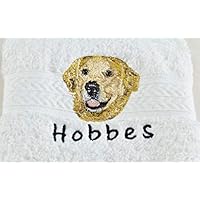 Toalla de mano de spa de lujo de raza de perro GOLDEN RETRIEVER personalizada o toalla de golf bordada con nombre de perro GRATIS