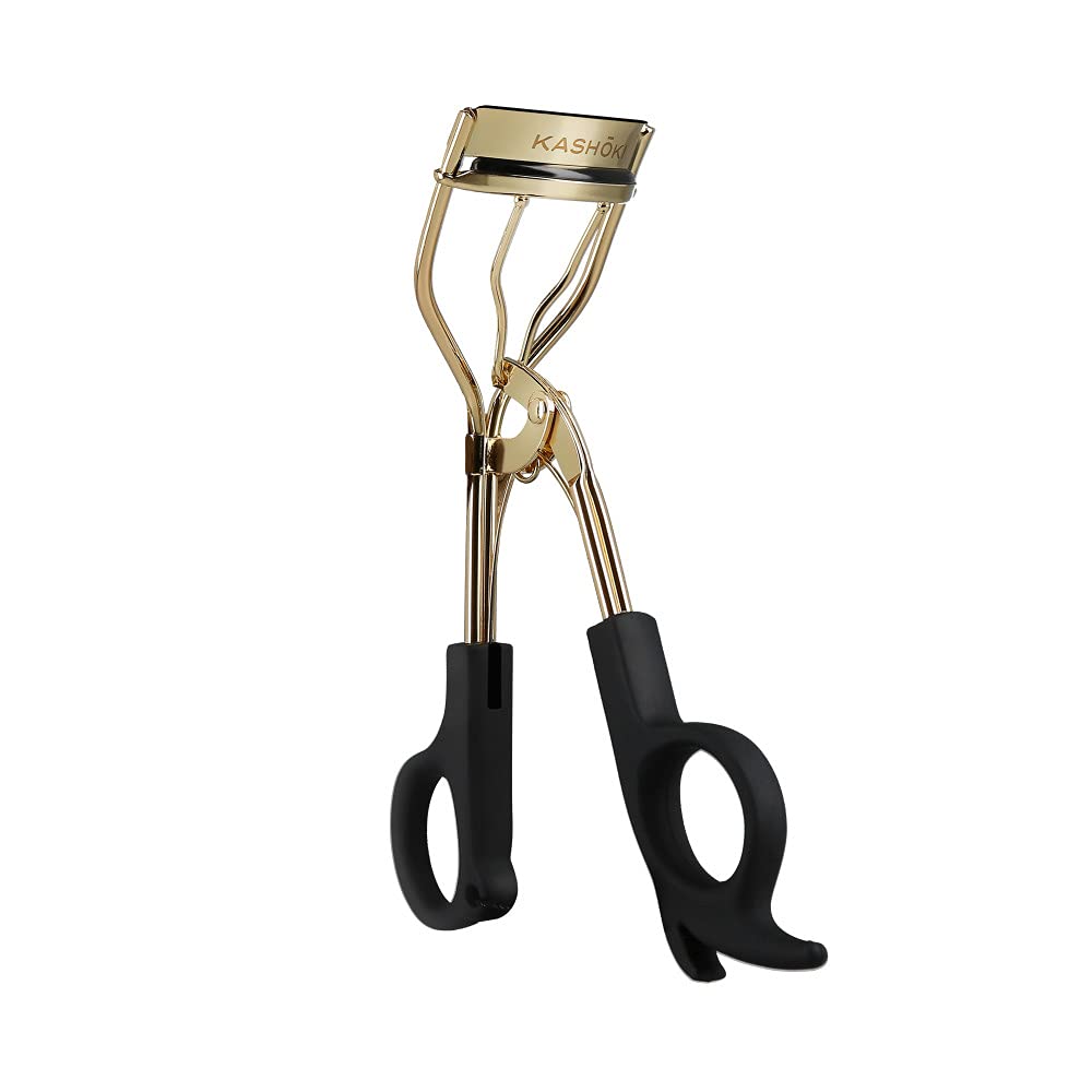 TB TOOLS FOR BEAUTY KashŌki Eyelash Curler for Short and Long Eyelashes, for All Eye Shapes, Made of Stainless Steel with Rubber Pads, Gold