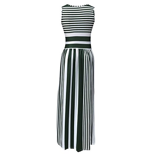 GOVOW Women's Sleeveless Striped Loose Plain Maxi Dresses Casual Long Boho Dresses(S,ZZ-Green)